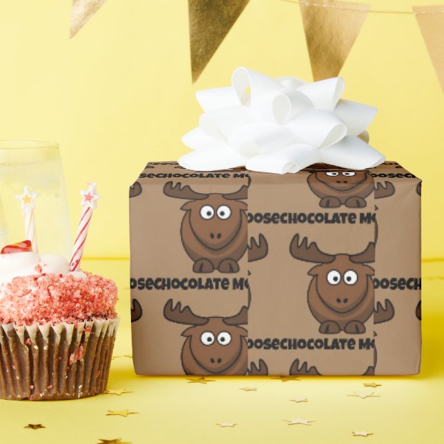 Söt chokladälg, rolig efterrätt pun tecknad serie presentpapper (Födelsedagsfest)