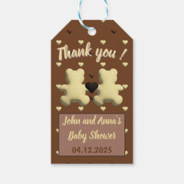 Söt chokladbjörn Baby shower presentkort Presentetikett
