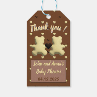 Söt chokladbjörn Baby shower presentkort Presentetikett
