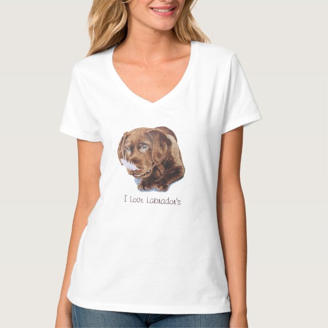 Söt chokladbrun valplabrador rolig hund t shirt (Framsida)