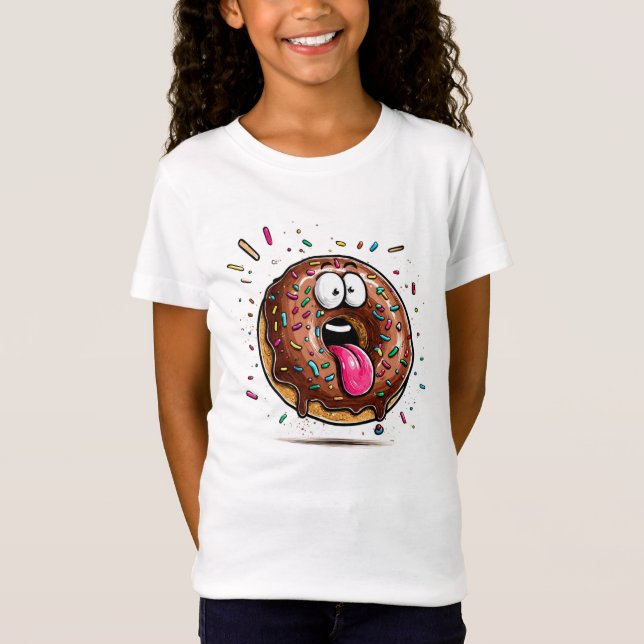 Söt chokladglaserad spritklädd vit t-shirt (Framsida)