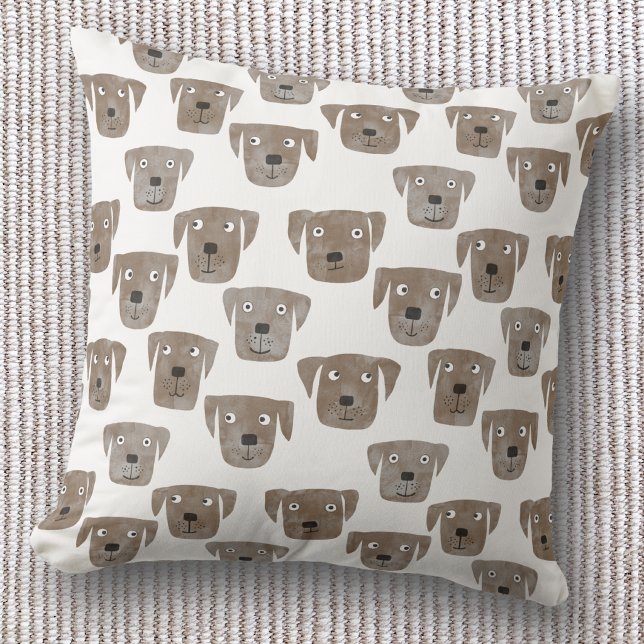 Söt chokladlabrador retriever kudde (Fun Chocolate brown Labrador retriever dog pattern throw pillow)