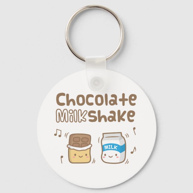 Söt chokladmilkshake-doodle till henne nyckelring (Framsida)