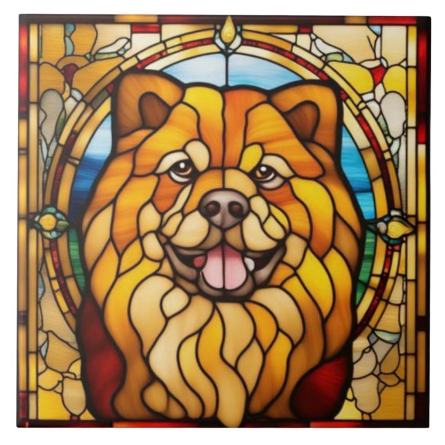 Söt Chow Chow dekorativ kakel (Framsidan)