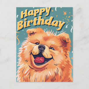 Söt Chow Chow Grattis på födelsedagen Vykort