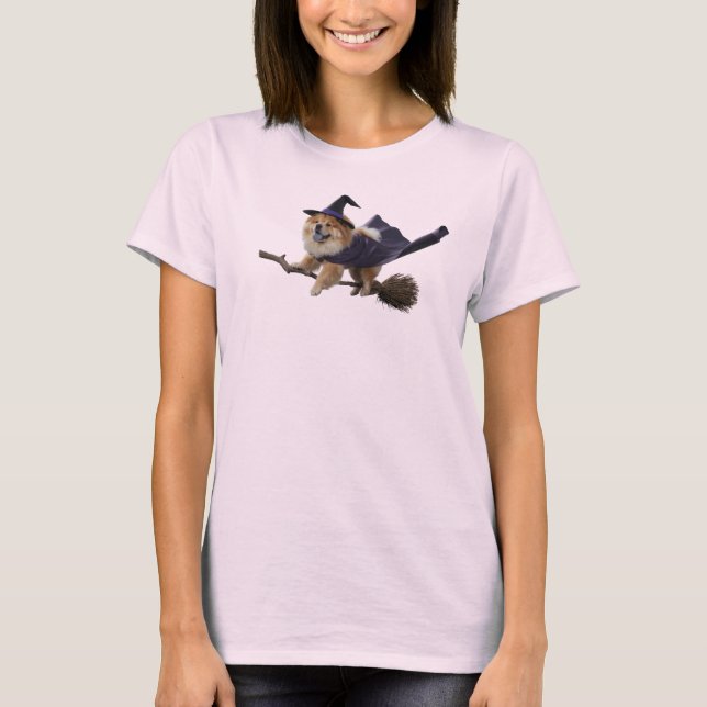 Söt Chow Chow Häxa T-Shirt (Framsida)