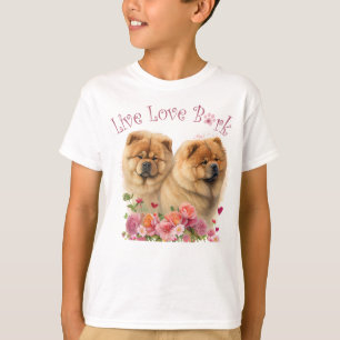 Söt Chow Chow Hund Blommig T Shirt
