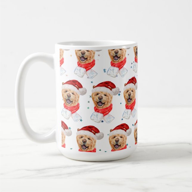 Söt Chow Chow Hund Julmönster Kaffemugg (Vänster)