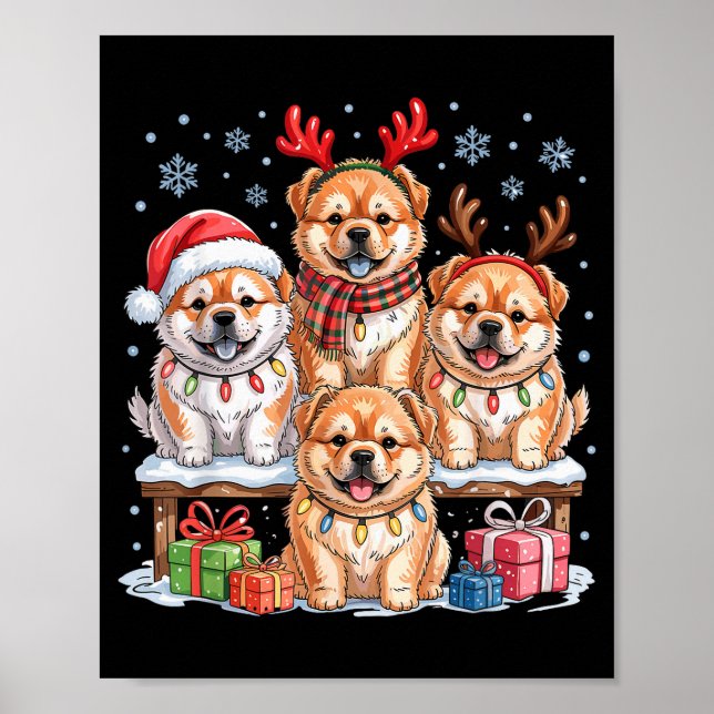 Söt Chow Chow Jul Valp Hundälskare Rolig Tröja Poster (Framsidan)