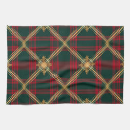 SÖT CHRISTMAS HELGDAG RED GRÖNT GULD PLAID KÖKSHANDDUK
