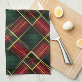 SÖT CHRISTMAS HELGDAG RED GRÖNT GULD PLAID KÖKSHANDDUK