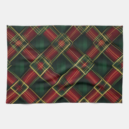 SÖT CHRISTMAS HELGDAG RED GRÖNT GULD PLAID KÖKSHANDDUK