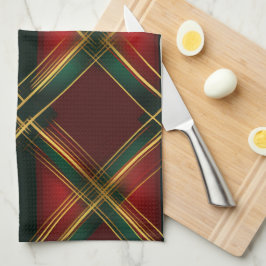 SÖT CHRISTMAS HELGDAG RED GRÖNT GULD PLAID KÖKSHANDDUK