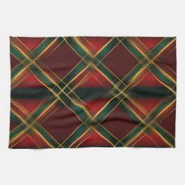 SÖT CHRISTMAS HELGDAG RED GRÖNT GULD PLAID KÖKSHANDDUK