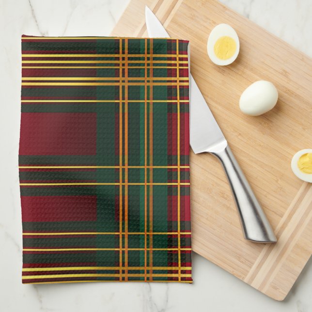 SÖT CHRISTMAS HELGDAG RED GRÖNT GULD PLAID KÖKSHANDDUK (Vikt i Fjärdedel)