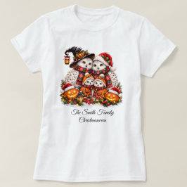 Söt Christmasween familj av snöuggla Vinterlov T Shirt