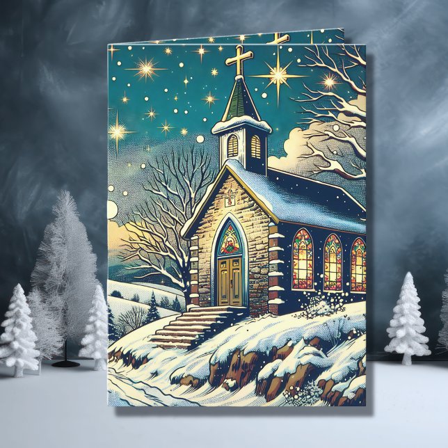 Söt Church på en vinterjul i Personligen Helgkort (Skapare uppladdad)