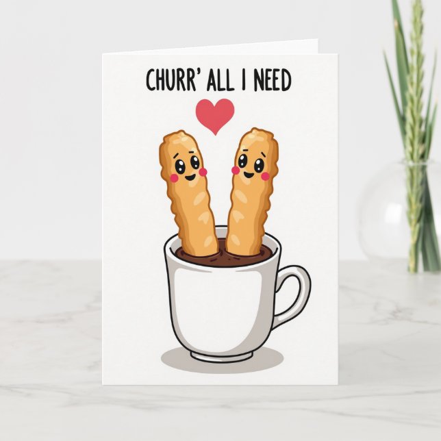 Söt Churro Choklad Kärlekskort Kort (Framsida)