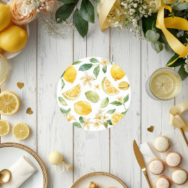 Söt Citron Citrus Baby Shower Underlägg Papper Rund