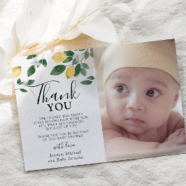 Söt citrus Lemon & Greenery Baby Shower Photo Tack Kort