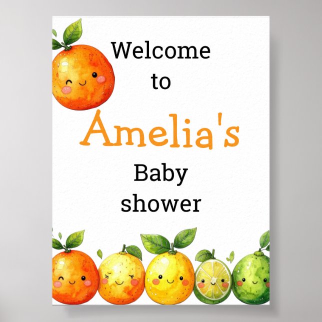 Söt Citrus Sötnos Baby Shower  Poster (Framsidan)