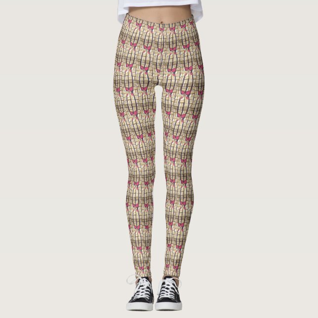 Söt Classic Rosa blommigt Feminine mönster Design Leggings (Framsida)