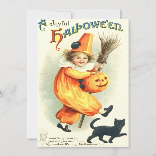 Söt clown svart katt Jack O Lantern (Framsida)