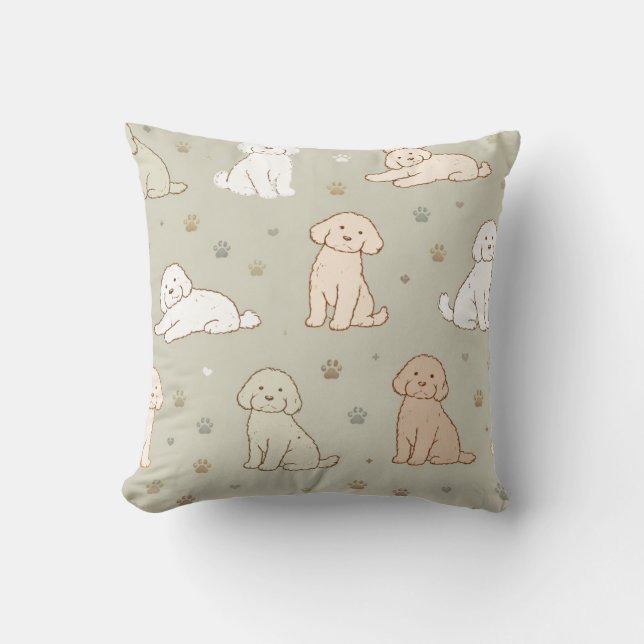 Söt Cockapoo Mönster Kudd | Hundälskare Kuddfodral Kudde (Framsida)