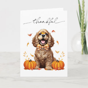 Söt Cocker Spaniel Höstlöv Pumpa Kort