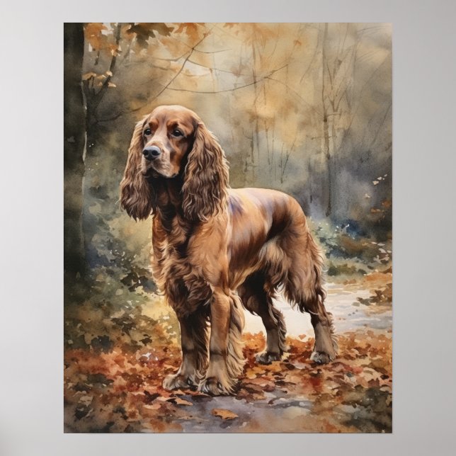 Söt Cocker Spaniel Hund Konsttryck Poster (Framsidan)
