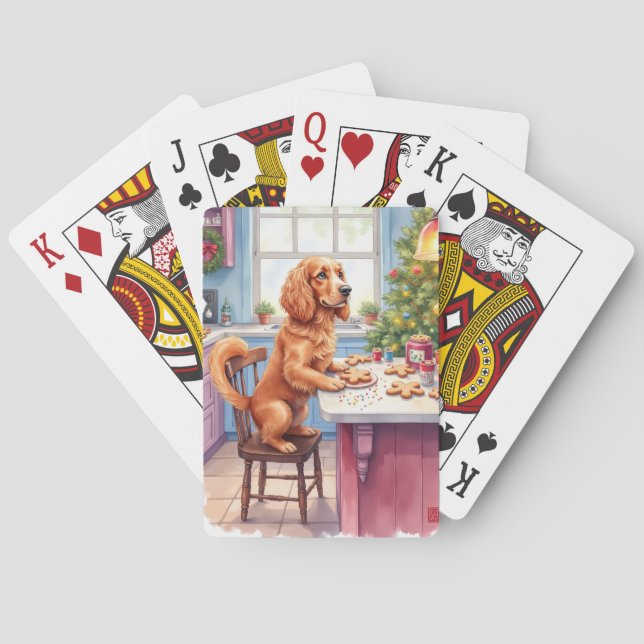 Söt Cocker Spaniel Pepparkaksbakning Jul Casinokort (Baksidan)