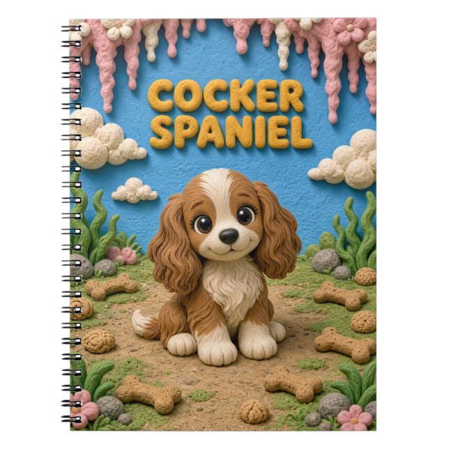 Söt Cocker Spaniel-valp, babyhund Anteckningsbok (Framsidan)