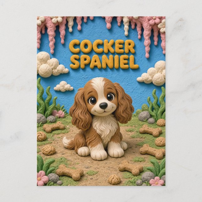 Söt Cocker Spaniel-valp, babyhund Vykort (Framsida)