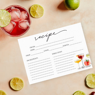 Söt Cocktail Bröllopsfest Receptkort Inbjudningar