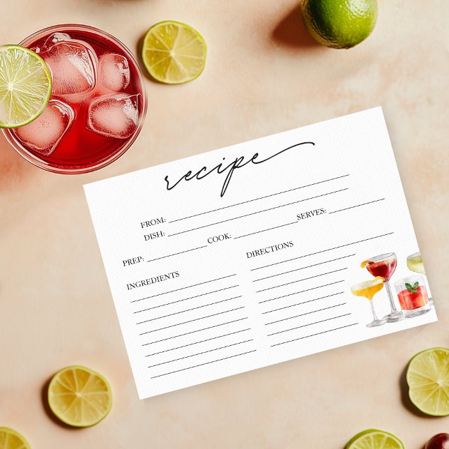 Söt Cocktail Bröllopsfest Receptkort Inbjudningar (Skapare uppladdad)