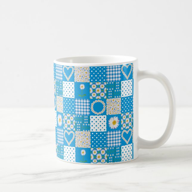 Söt Coffee Mugg: Daisychains, Faux Patchwork Kaffemugg (Höger)
