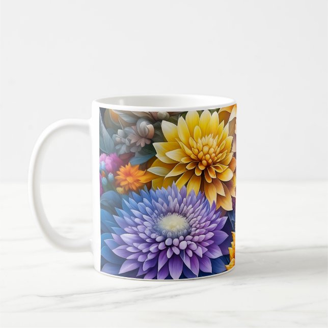 Söt Colorful Ai Art Flowers Personlig Kaffemugg (Vänster)