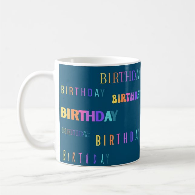 Söt Colorful Birthday Typography Text Mugg (Vänster)