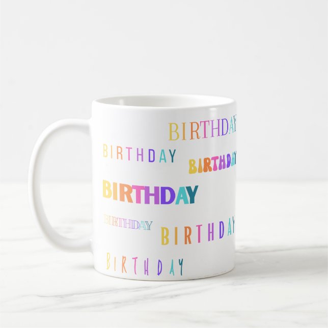 Söt Colorful Birthday Typography Text Mugg (Vänster)