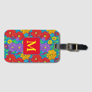 Söt Colorful Blommönster Monogrammed Bagagebricka
