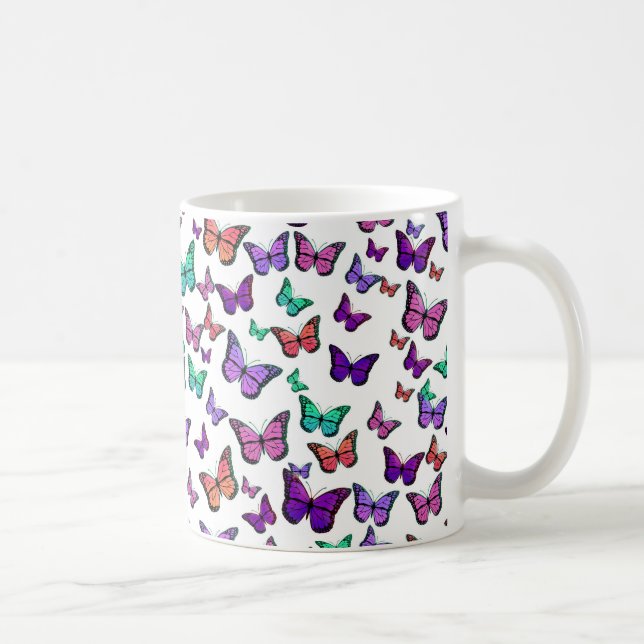 Söt Colorful Butterflies Mönster Kaffemugg (Höger)