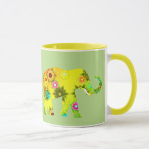 Söt Colorful Elephants Coffee Mugg