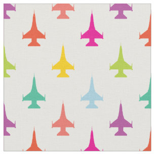 Söt Colorful F-16 Viper Fighter Jet Mönster Tyg
