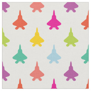 Söt Colorful F-22 Raptor Fighter Jet Mönster Tyg