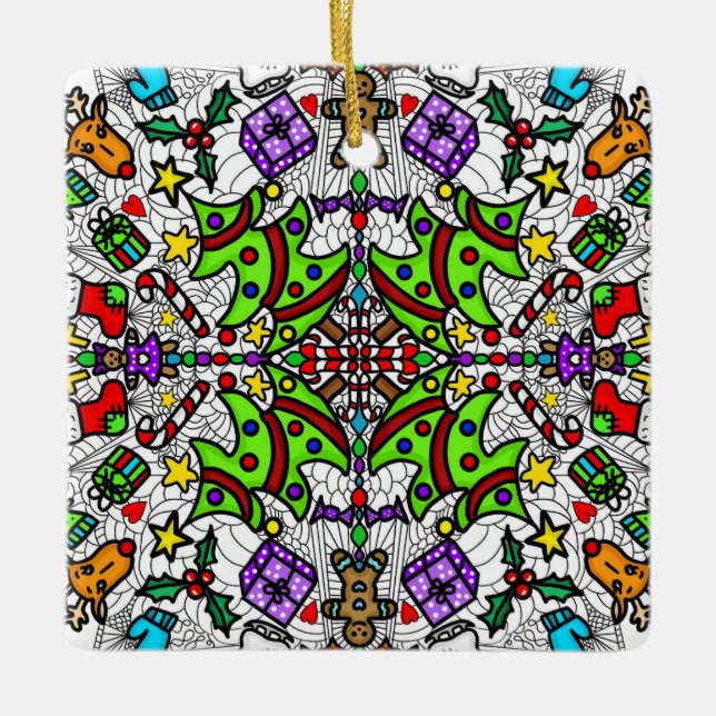 Söt Colorful jul Mandala Julgransprydnad Keramik (Framsida)