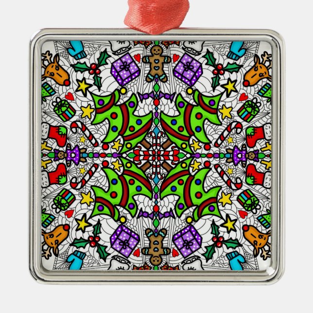 Söt Colorful jul Mandala Julgransprydnad Metall (Framsidan)