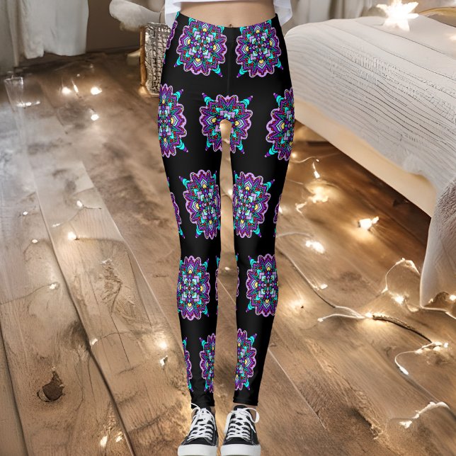 Söt Colorful Lila Mandala Mystical Leggings (Skapare uppladdad)