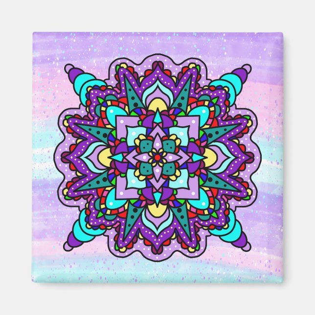 Söt Colorful Lila Mandala Mystical Magnet (Framsidan)