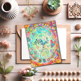 Söt Colorful Miss You Cheerful Inspirief Kort