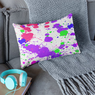 Söt Colorful Paint Splatter Lila Fuchsia Lumbarkudde